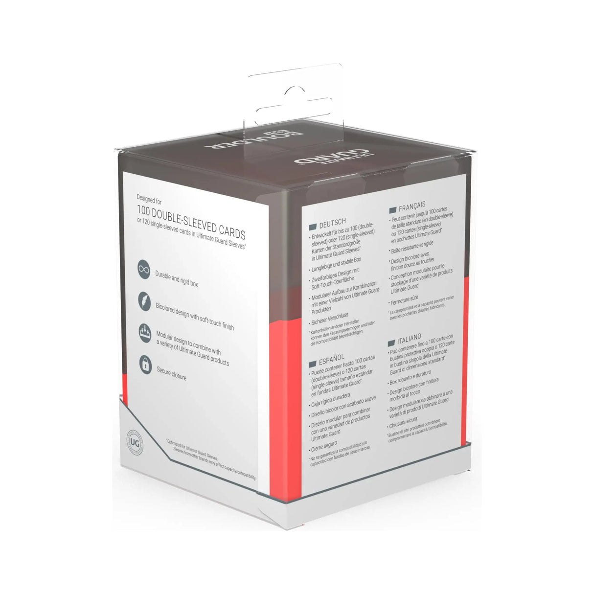 Ultimate Guard - Boulder 100+ SYNERGY Deck Box - Black/Red