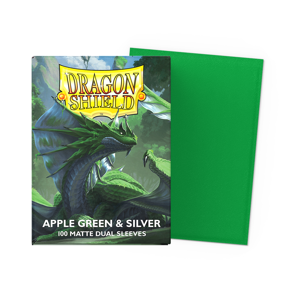 Dragon Shield - Matte Dual Sleeves Apple Green & Silver (100 Bustine)