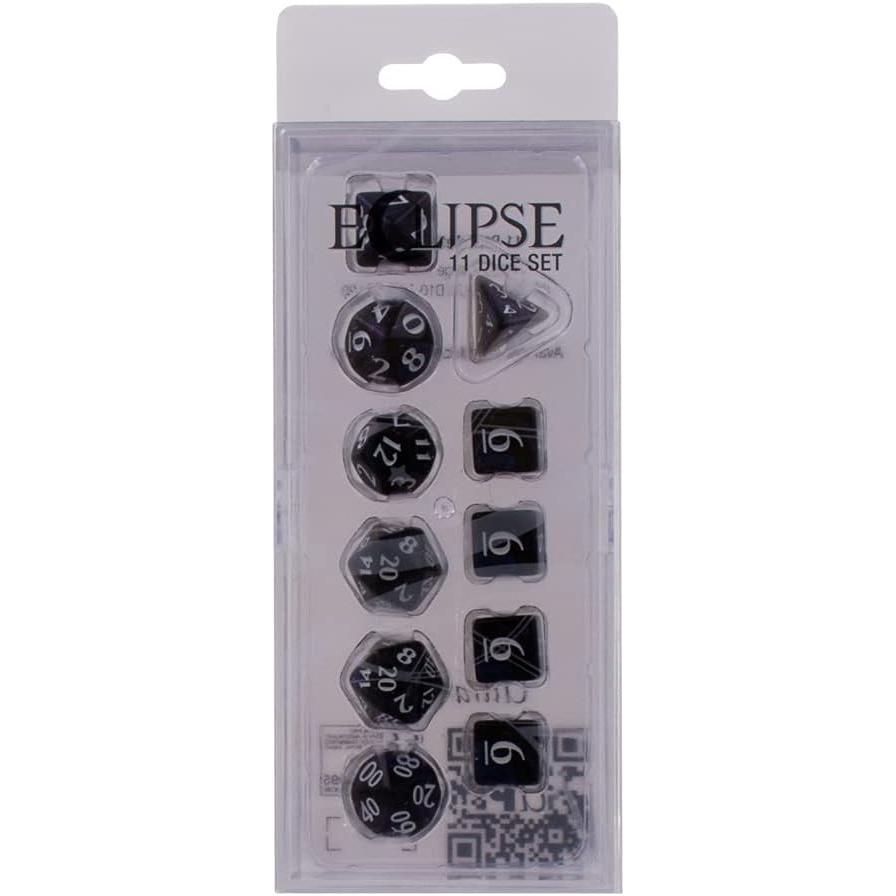 Ultra PRO Eclipse Acrylic RPG Dice Set Jet Black (11ct) – Set di Dadi per Giochi di Ruolo