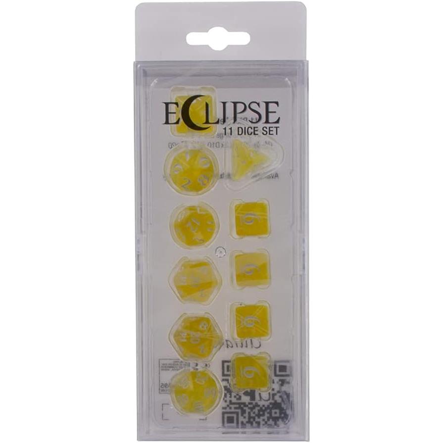 Ultra PRO Eclipse Acrylic RPG Dice Set Lemon Yellow (11ct) – Set di Dadi per Giochi di Ruolo