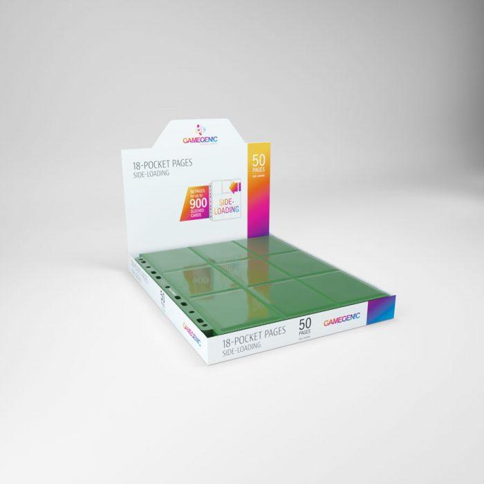 Gamegenic 18-Pocket Pages Side-Loading (50 Pag.) Green – Fogli per Raccoglitori TCG