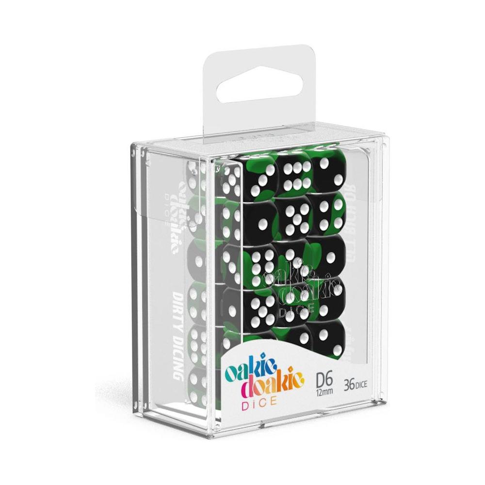 Oakie Doakie Dice Set D6 12 mm Glow in the Dark Biohazard (36 pezzi) – Dadi Fosforescenti per Giochi da Tavolo e TCG