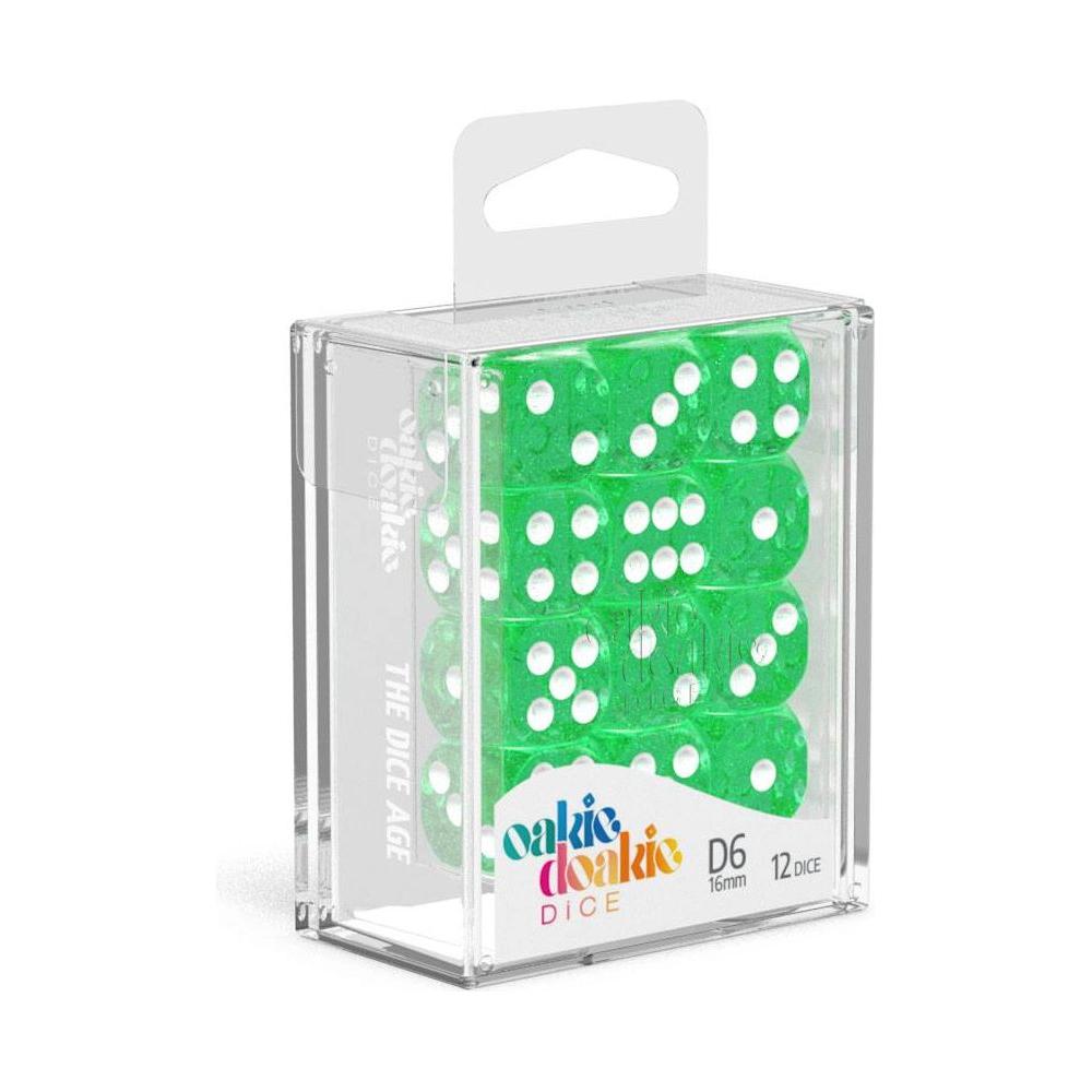 Oakie Doakie Dice Set D6 16 mm Speckled Green (12 pezzi) – Dadi Glitterati per Giochi da Tavolo e TCG