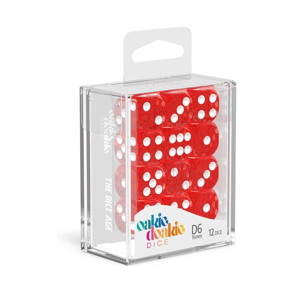 Oakie Doakie Dice Set D6 16 mm Speckled Red (12 pezzi) – Dadi Glitterati per Giochi da Tavolo e TCG