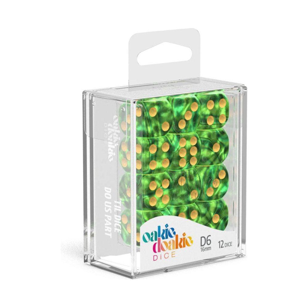 Oakie Doakie Dice Set D6 16 mm Gemidice Jungle (12 pezzi) – Dadi Effetto Gemma per Giochi da Tavolo e TCG