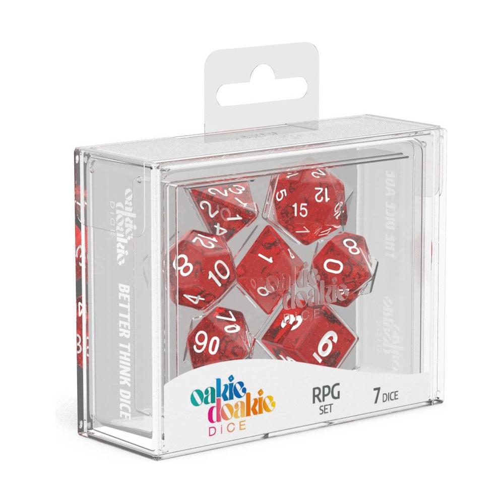 Oakie Doakie Dice RPG Set Speckled Red (7 pezzi) – Dadi Glitterati per Giochi di Ruolo