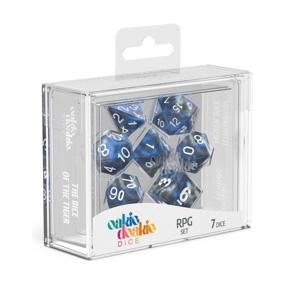 Oakie Doakie Dice RPG Set Gemidice Liquid Steel (7 pezzi) – Set Dadi Poliedrici per Giochi di Ruolo