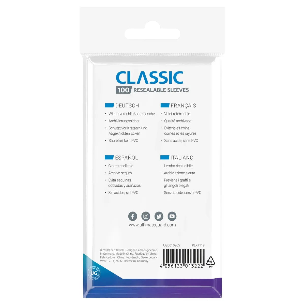 Ultimate Guard - Regular Fit Classic Resealable Sleeves (100)