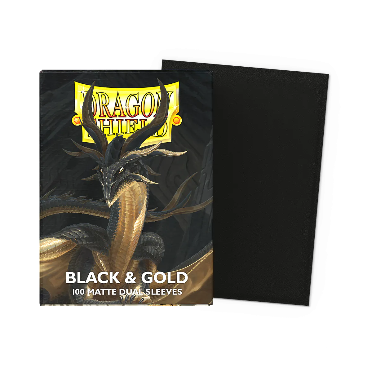 Dragon Shield Matte Dual Sleeves Black & Gold 100 Bustine