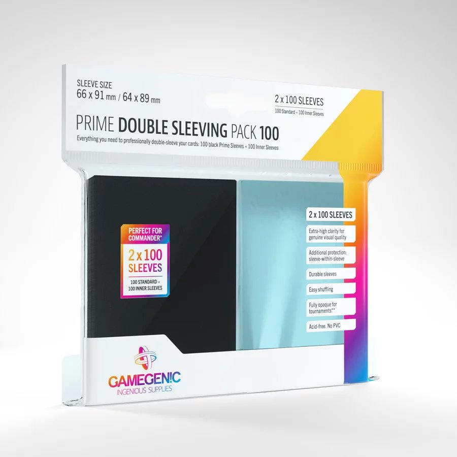 Gamegenic – Prime Double Sleeving Pack Clear/Black 2×100 Sleeves