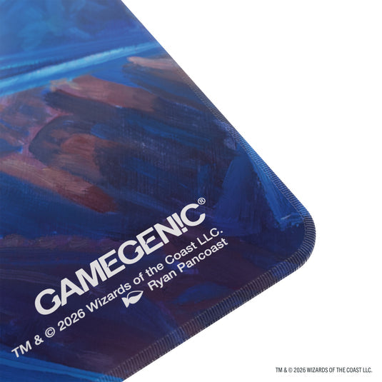 Gamegenic Shiny Playmat Reality Fracture Overwrite the Multiverse – dettaglio del bordo e del logo Gamegenic