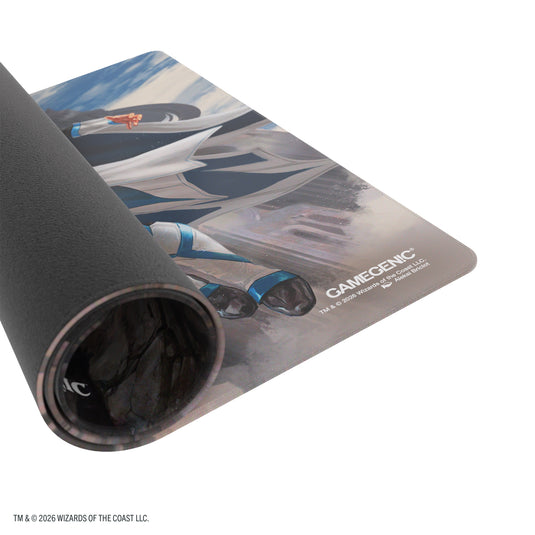 Gamegenic Shiny Playmat Reality Fracture Tam Beleren / Jace – tappetino parzialmente arrotolato, lato Gamegenic