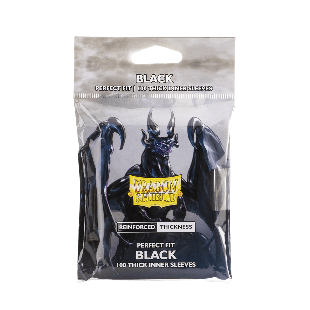 Dragon Shield – Perfect Fit Thick Inner Sleeves Black (100) – Inner spesse fronte Clear / retro Black