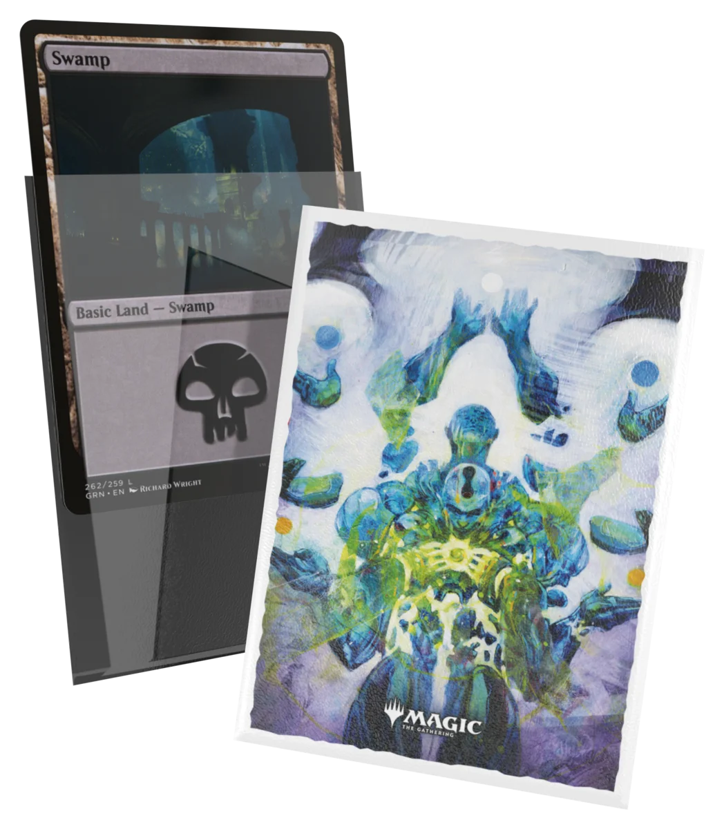 Ultimate Guard Art Sleeves Reality Fracture Avatar of Burgeoning Echoes – fronte trasparente e retro illustrato
