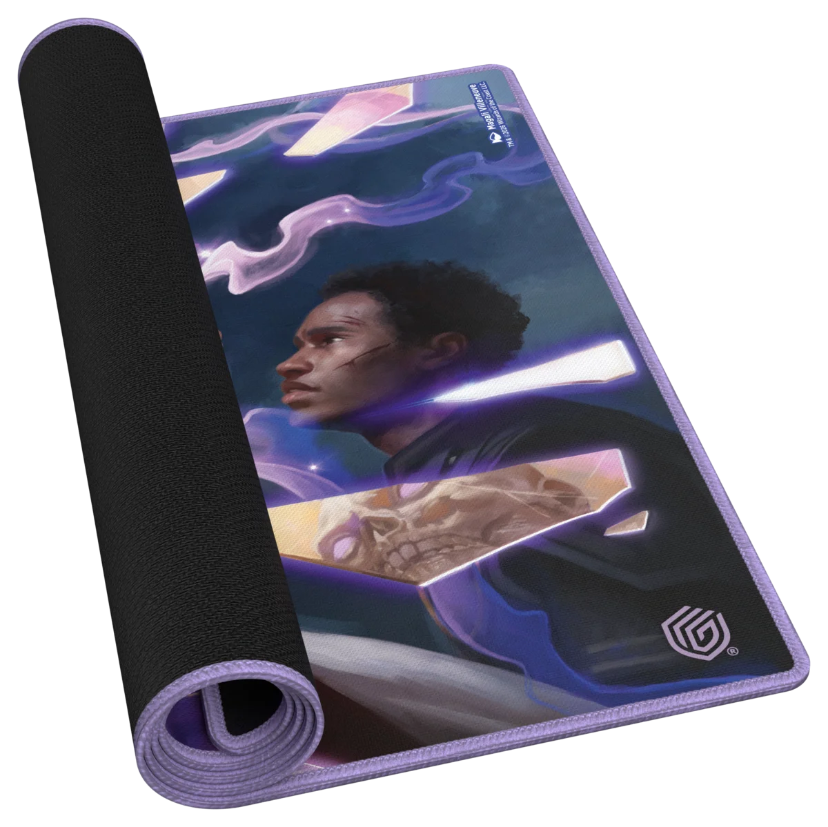 Ultimate Guard Play-Mat Reality Fracture Return to the Light Realms – tappetino parzialmente arrotolato e base