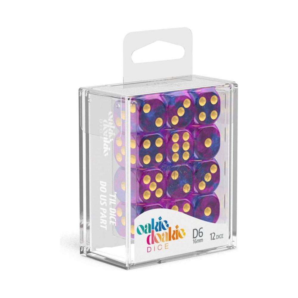 Oakie Doakie Dice Set D6 16 mm Gemidice Amethyst (12 pezzi) – Dadi Effetto Gemma per Giochi da Tavolo e TCG