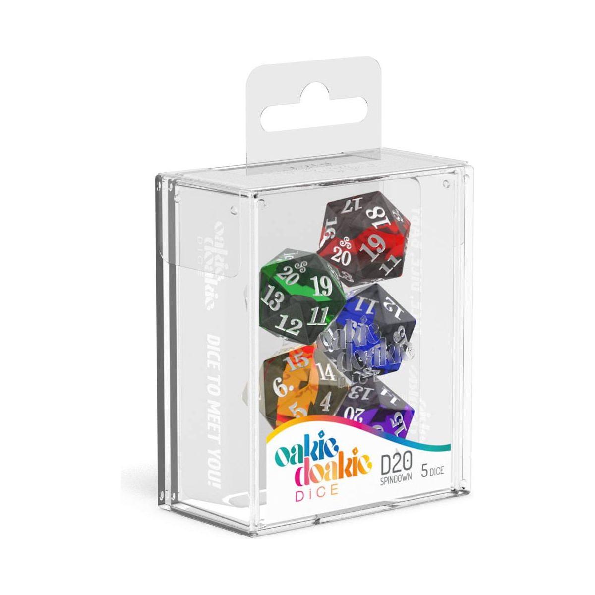 Oakie Doakie Dice Set D20 Spindown Enclave (5 pezzi) – Dadi Contasegnapunti per TCG