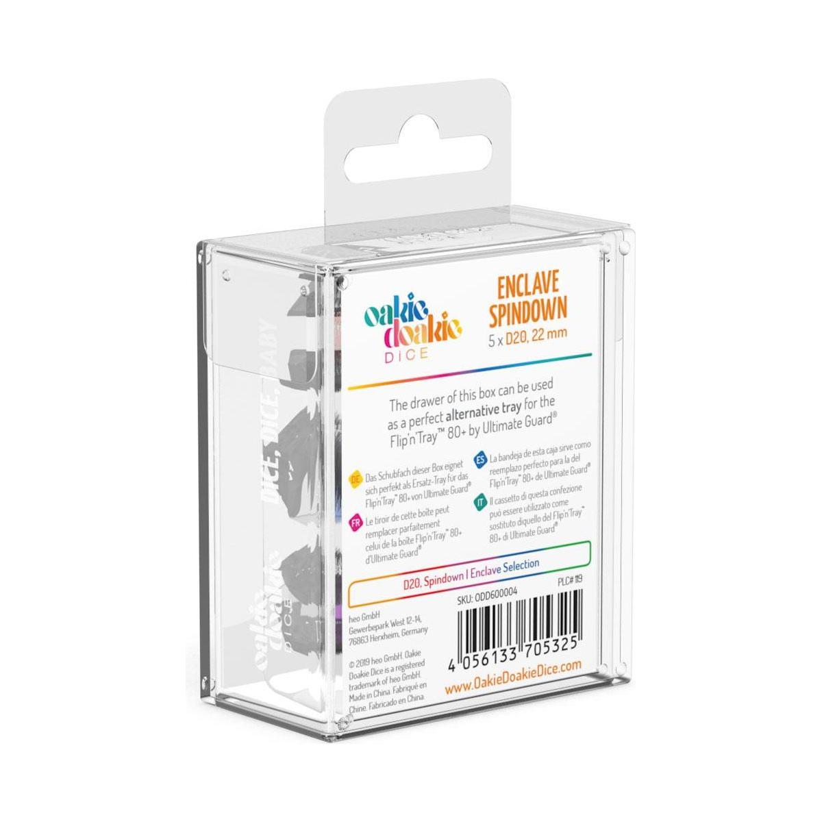 Oakie Doakie Dice Set D20 Spindown Enclave (5 pezzi) – Dadi Contasegnapunti per TCG