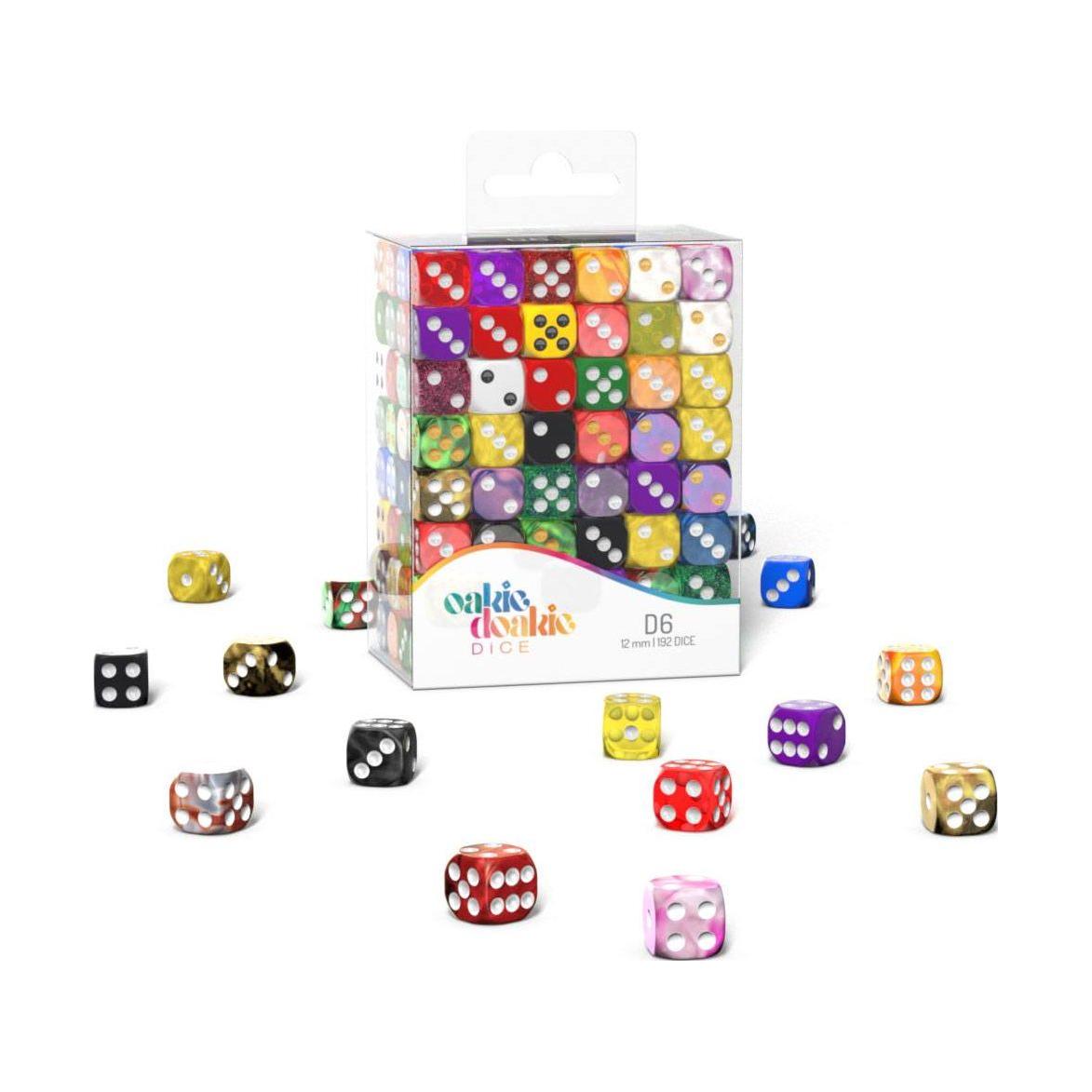 Oakie Doakie Dice Set D6 12 mm Retail Pack Mixed (192 pezzi) – Confezione Mista di Dadi