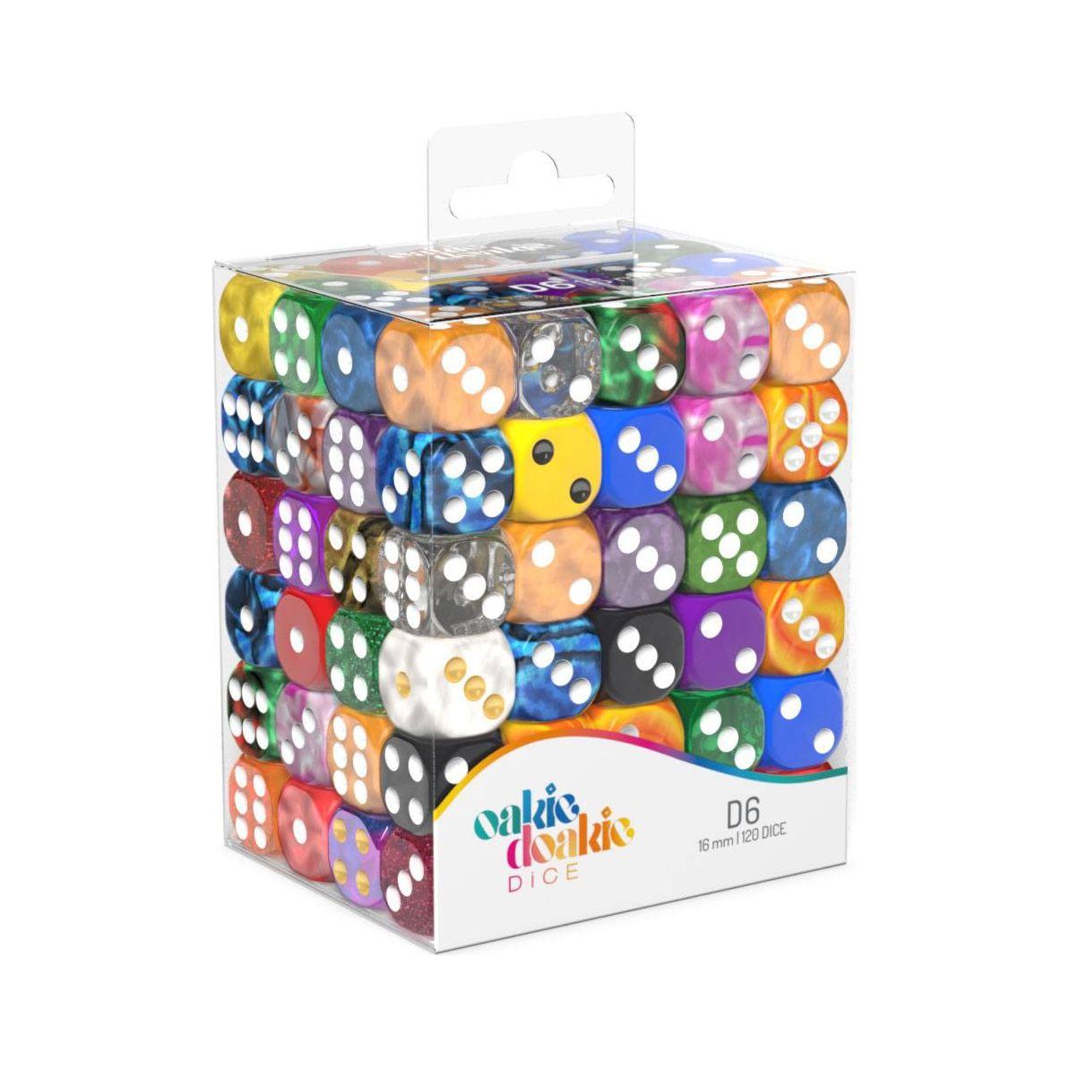 Oakie Doakie Dice Set D6 16 mm Retail Pack Mixed (120 pezzi) – Confezione Mista di Dadi da Tavolo