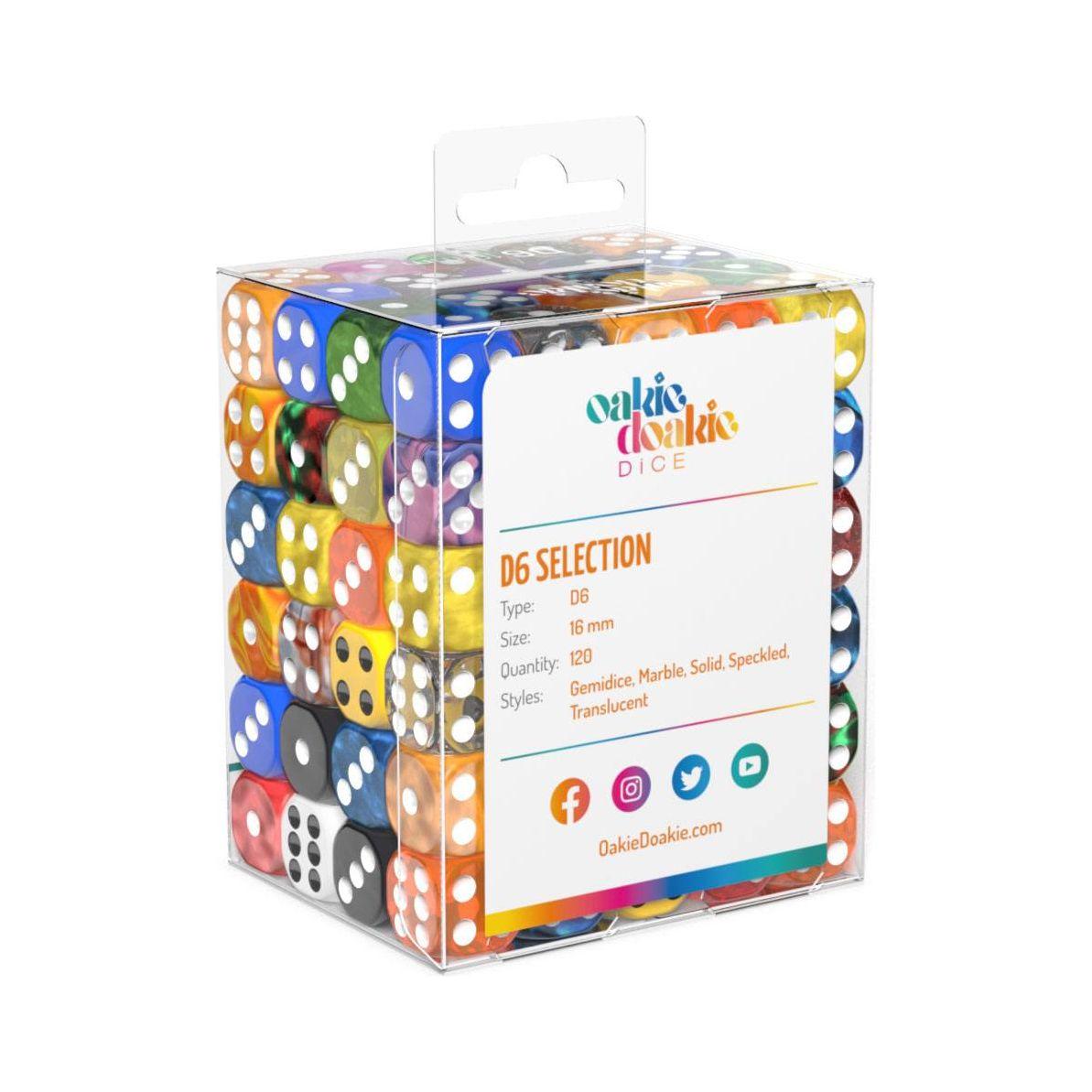 Oakie Doakie Dice Set D6 16 mm Retail Pack Mixed (120 pezzi) – Confezione Mista di Dadi da Tavolo