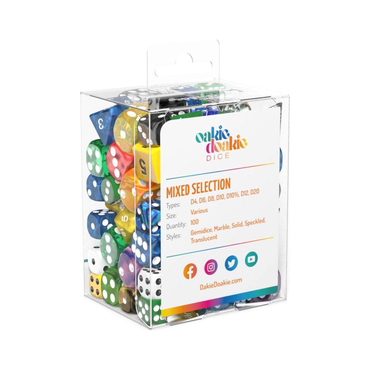 Oakie Doakie Dice RPG Set Retail Pack Mixed 12 mm / 16 mm (100 pezzi) – Confezione Mista di Dadi Poliedrici