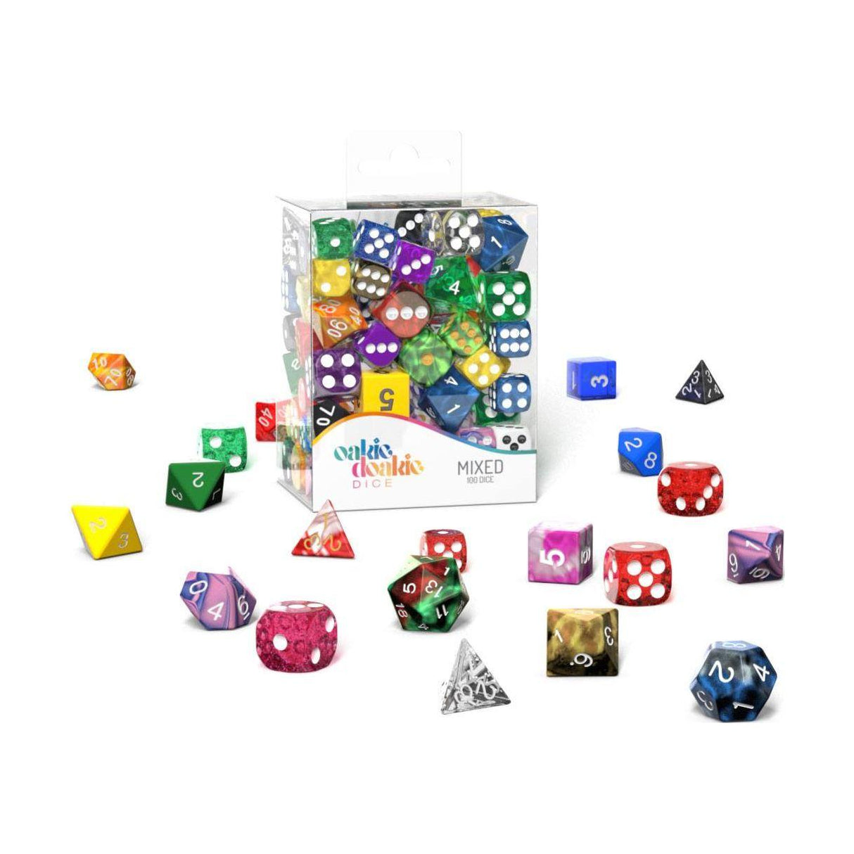 Oakie Doakie Dice RPG Set Retail Pack Mixed 12 mm / 16 mm (100 pezzi) – Confezione Mista di Dadi Poliedrici