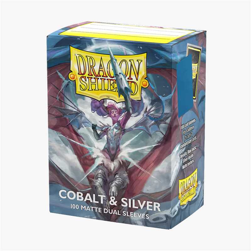 Dragon Shield - Matte Dual Sleeves Cobalt Blue/Silver - Standard Size (100 Bustine)