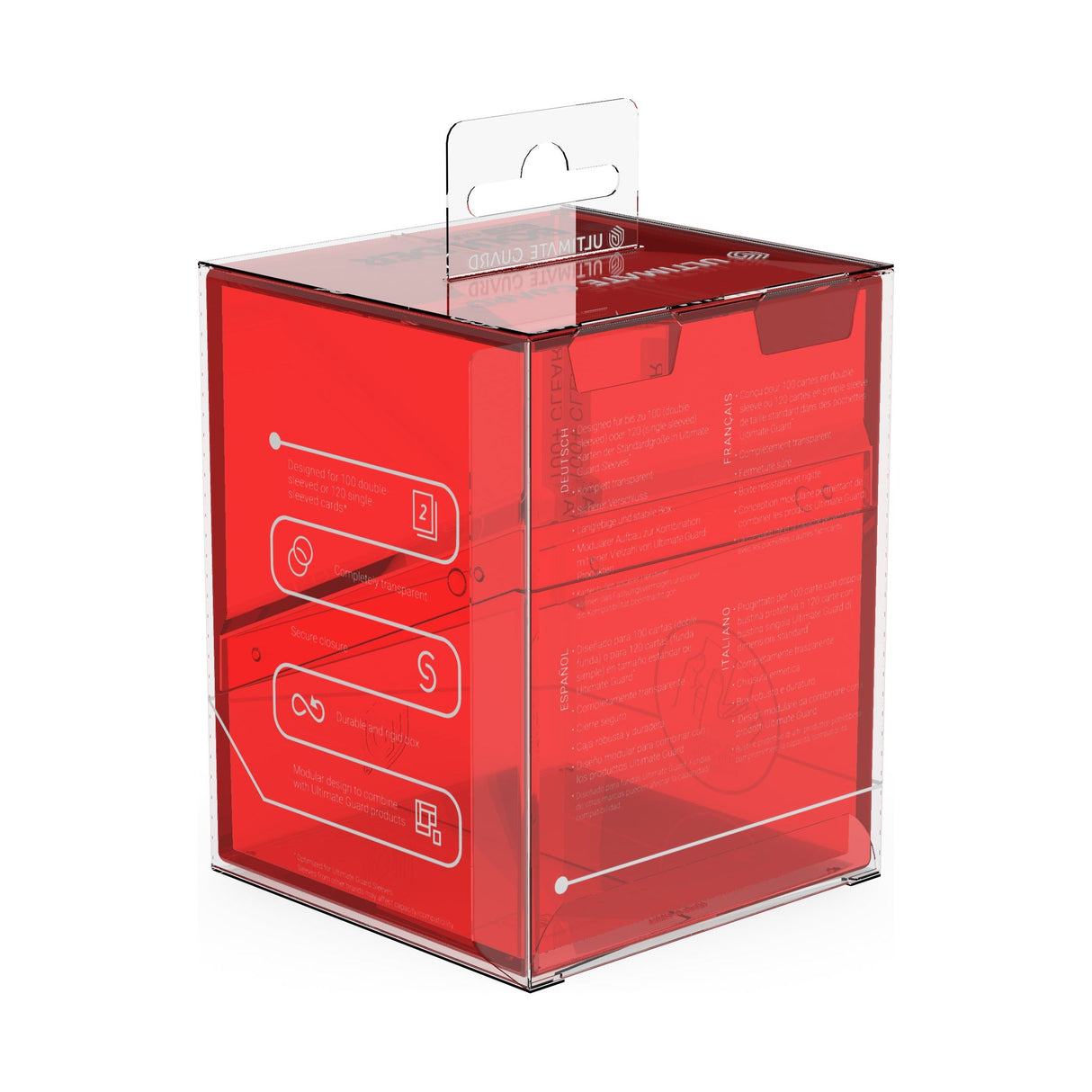 Ultimate Guard - Boulder 100+ Deck Box - Clear Ruby