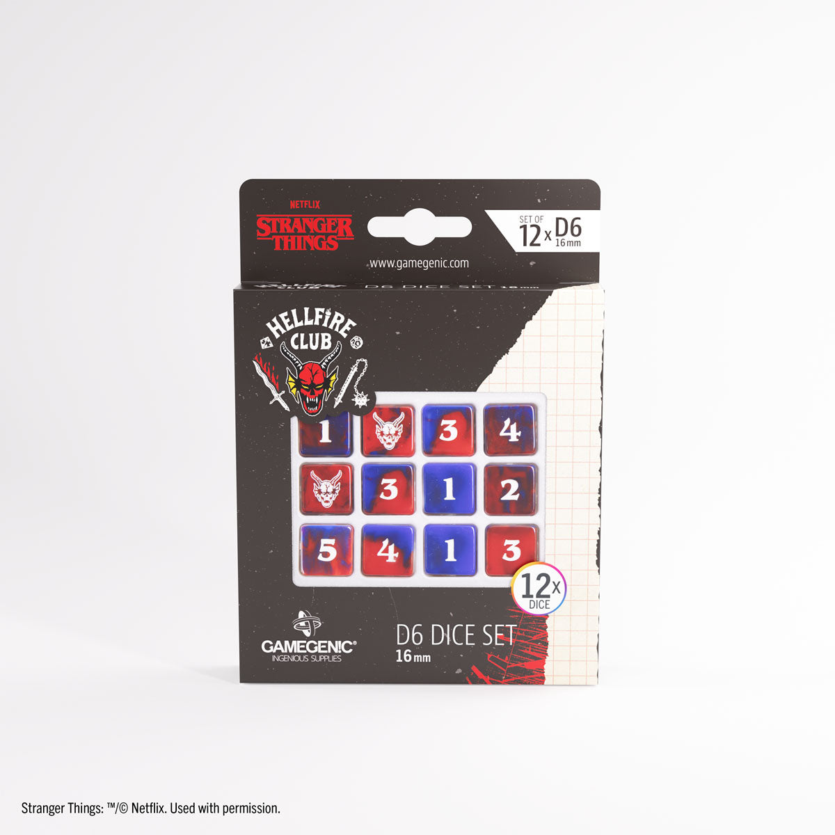 Gamegenic – Stranger Things “Hellfire Club” D6 16 mm Dice Set (12)