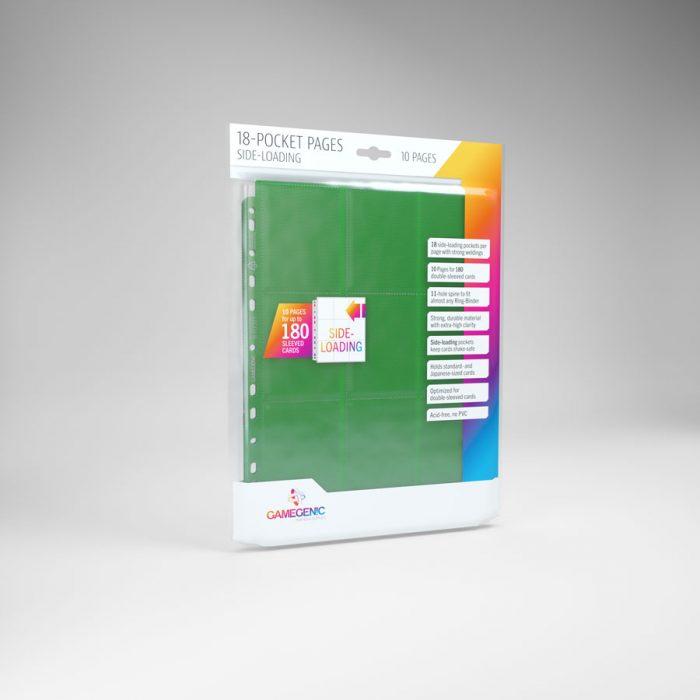 Gamegenic 18-Pocket Pages Side-Loading (10 Pag.) Green – Fogli per Raccoglitori TCG