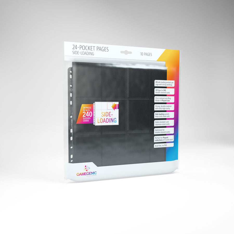 Gamegenic Ultrasonic 24-Pocket Pages Side-Loading (10 Pag.) Black Clear – Fogli per Raccoglitori TCG