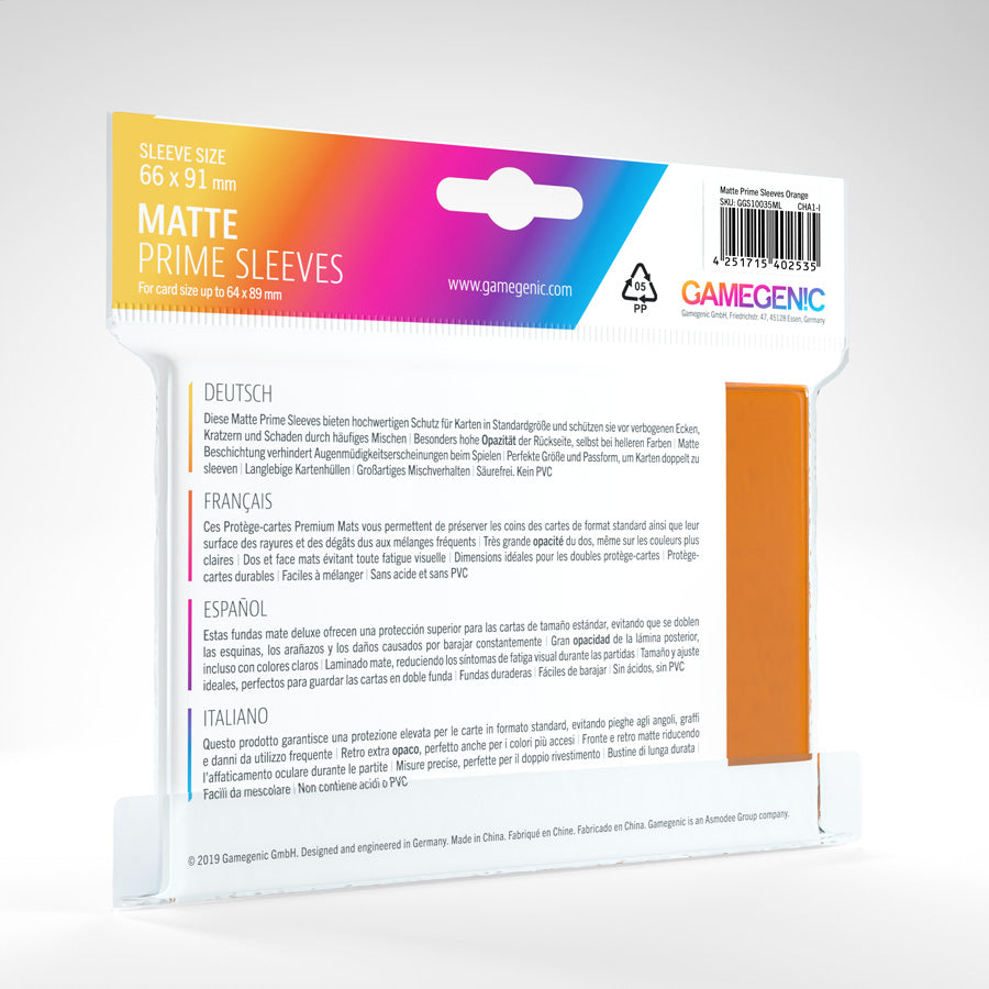 100 Gamegenic Matte Prime Sleeves – Bustine Protettive TCG – Orange