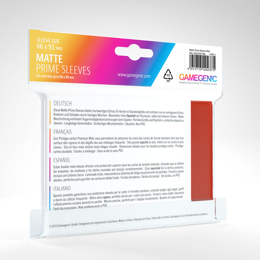 100 Gamegenic Matte Prime Sleeves – Bustine Protettive TCG – Red