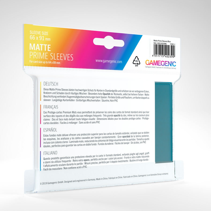 100 Gamegenic Matte Prime Sleeves – Bustine Protettive TCG – Blue