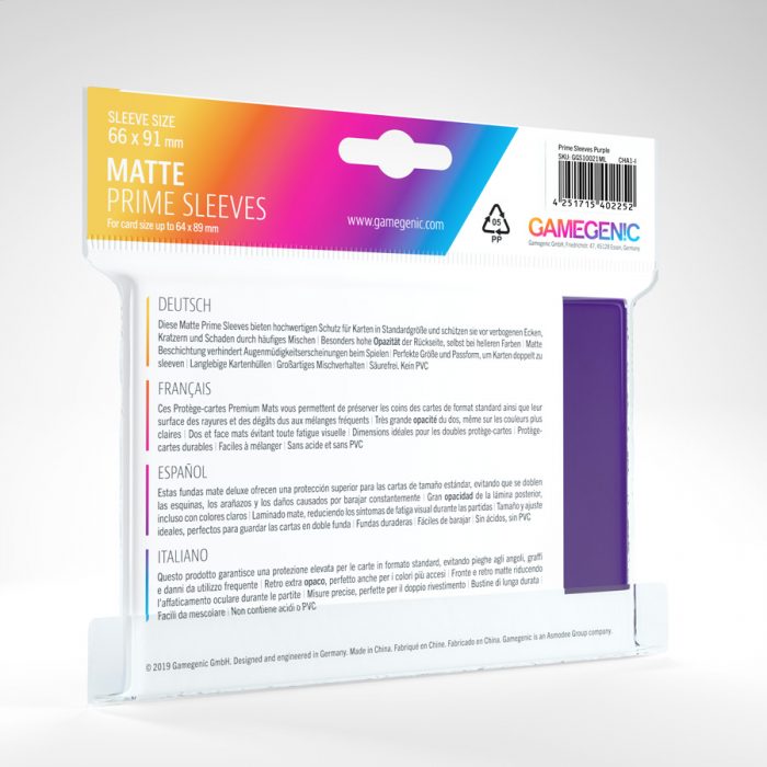 100 Gamegenic Matte Prime Sleeves – Bustine Protettive TCG – Purple