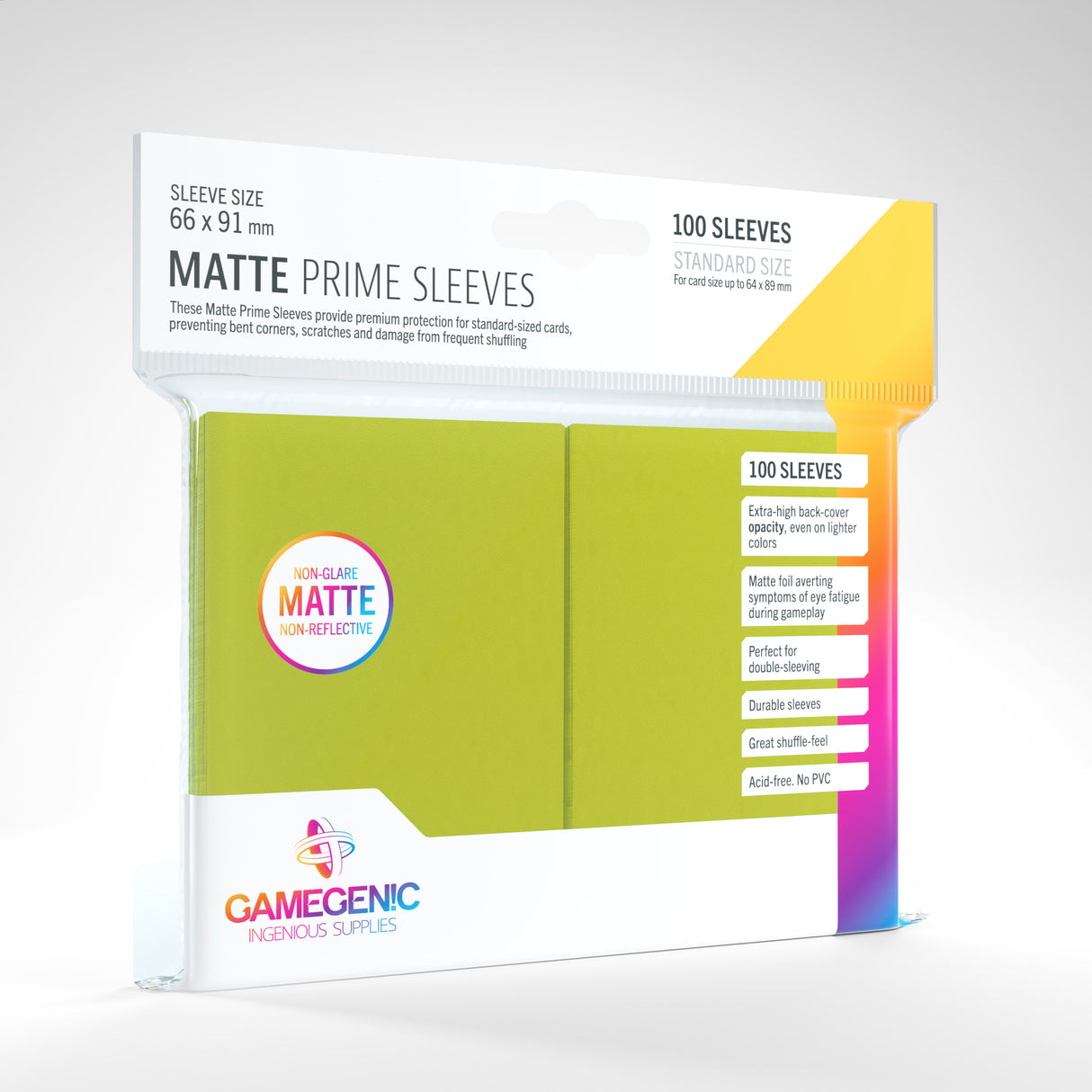 100 Gamegenic Matte Prime Sleeves – Bustine Protettive TCG – Lime