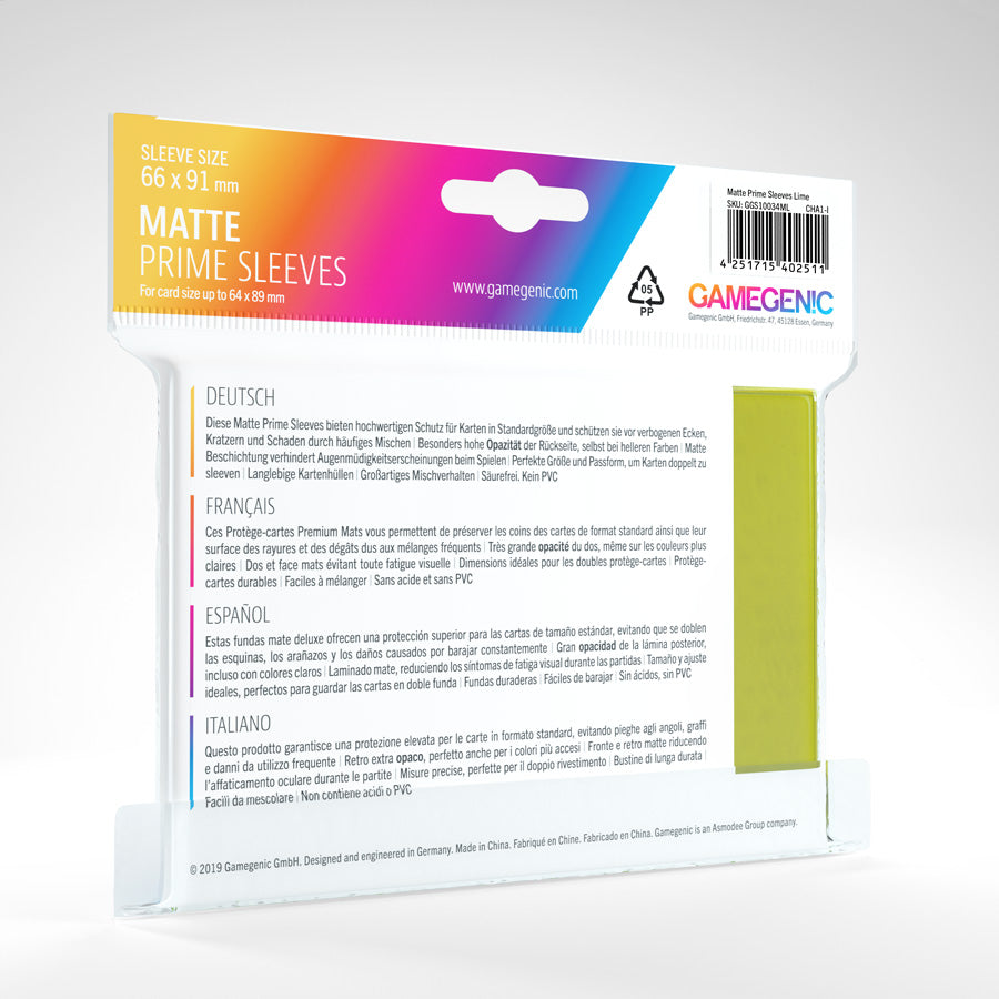 100 Gamegenic Matte Prime Sleeves – Bustine Protettive TCG – Lime