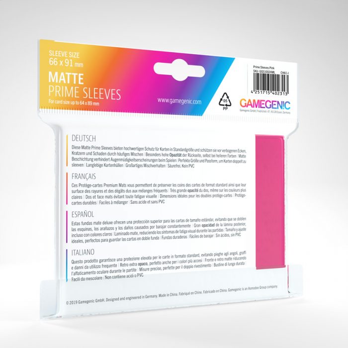 100 Gamegenic Matte Prime Sleeves – Bustine Protettive TCG – Pink