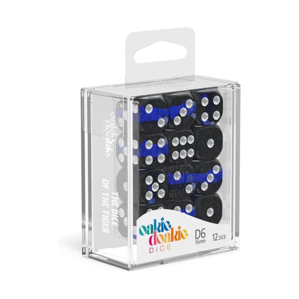 Oakie Doakie Dice Set D6 16 mm Enclave Sapphire (12 pezzi) – Dadi Bicolore per Giochi da Tavolo e TCG