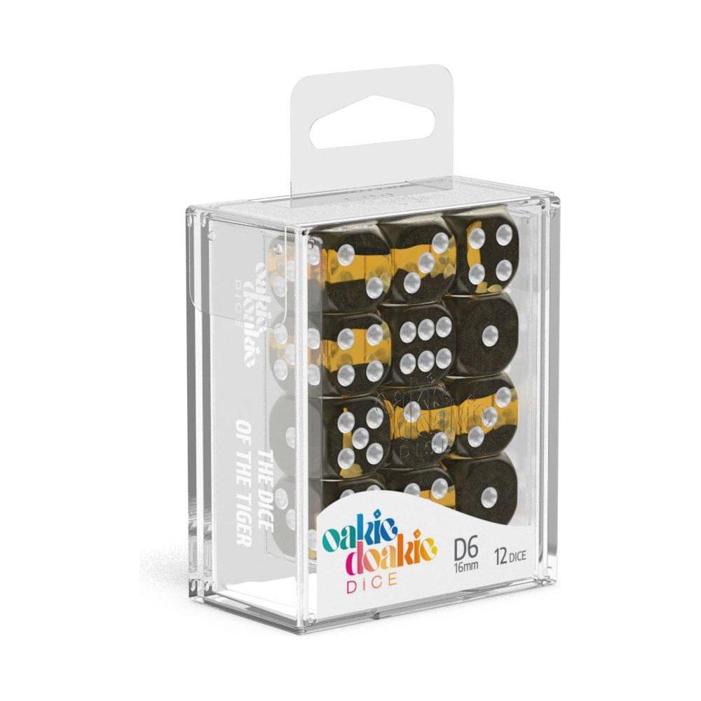 Oakie Doakie Dice Set D6 16 mm Enclave Amber (12 pezzi) – Dadi Bicolore per Giochi da Tavolo e TCG