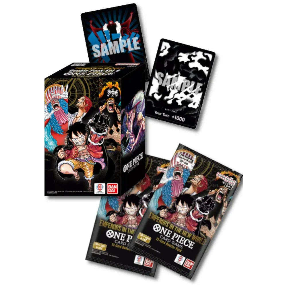 bandai one piece trading card game double pack 6 Premium Card Collection Vol.6 such as a blue Animal Kingdom Pirates deck or a purple Straw Hat Crew deck Promotion Pack Vol. 6 PROMO