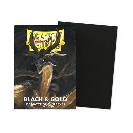 Dragon Shield Matte Dual Sleeves Black & Gold 100 Bustine
