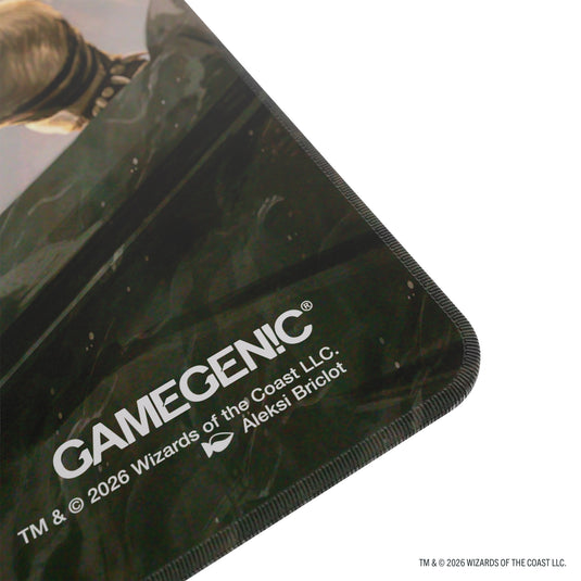 Gamegenic Shiny Playmat Reality Fracture Ajani – dettaglio del bordo e del logo Gamegenic