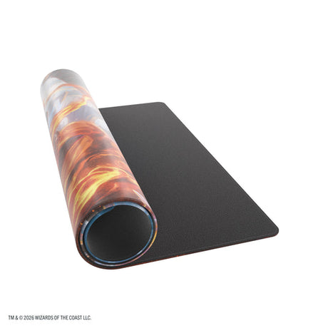 Gamegenic Shiny Playmat Reality Fracture Chandra – tappetino parzialmente arrotolato, lato Magic
