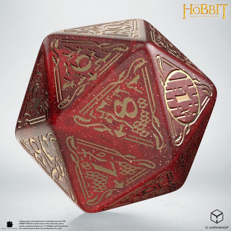 Q Workshop The Hobbit D20 Spindown Jumbo Die Ember