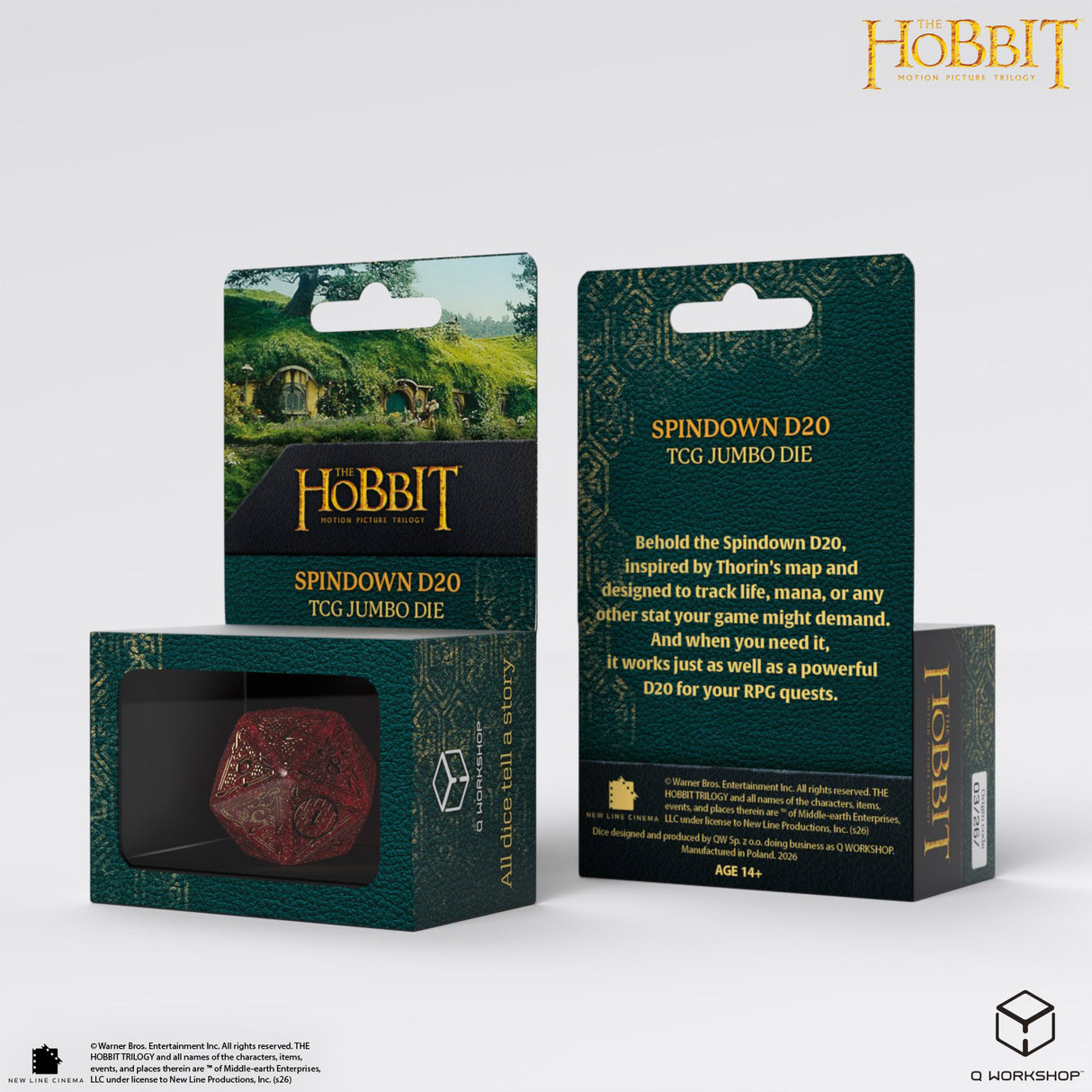 Q Workshop The Hobbit D20 Spindown Jumbo Die Ember