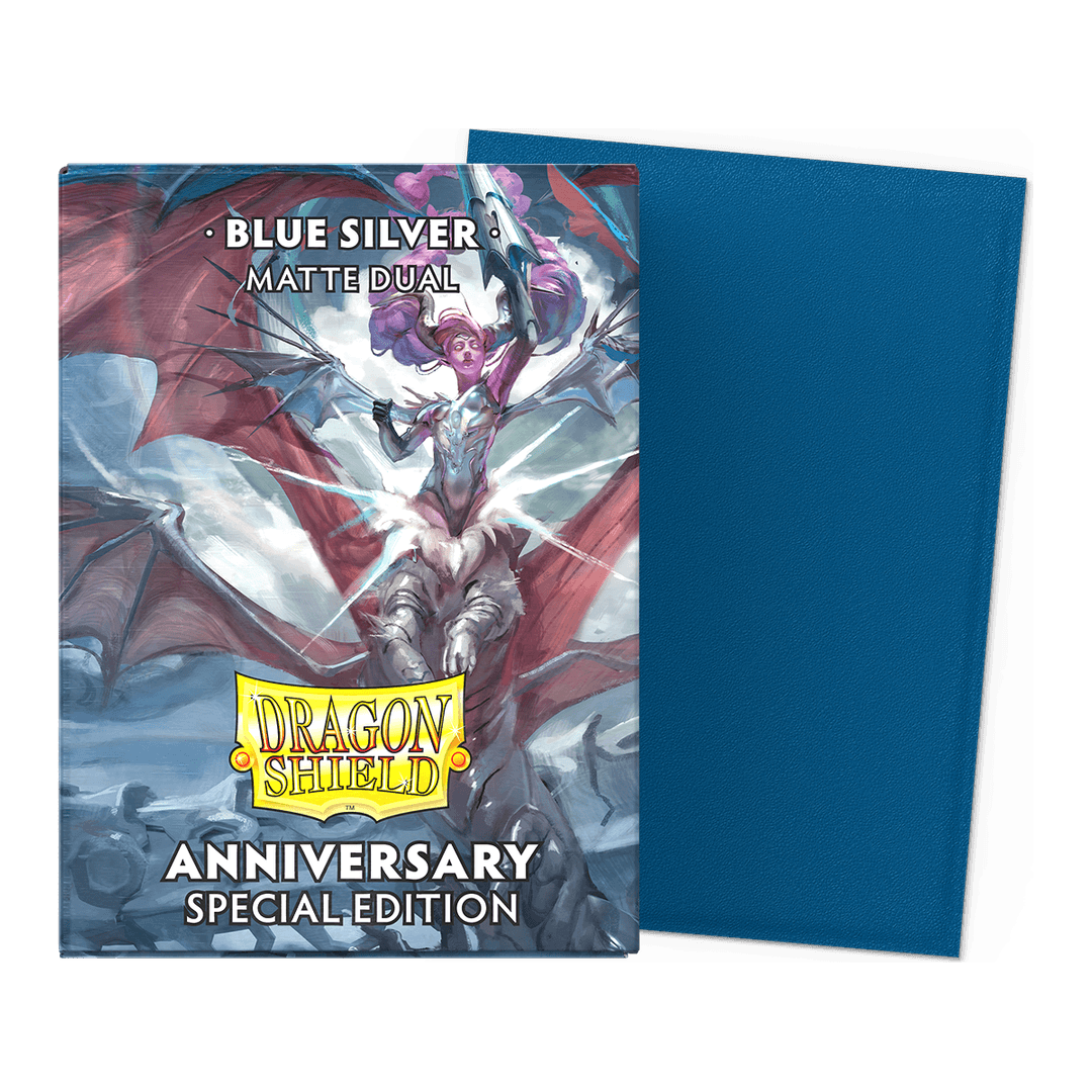Dragon Shield - Matte Dual Sleeves 25th Anniversary Blue/Silver - Standard Size (100 Bustine)