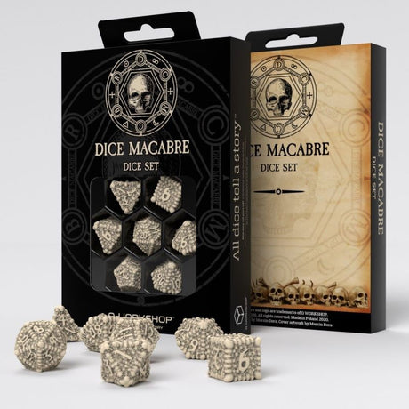 Q Workshop Dice Macabre Set (7 pezzi) – Set di Dadi in Resina per Giochi di Ruolo