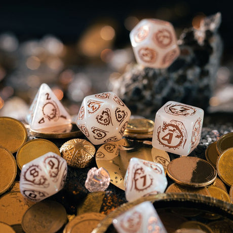 Q Workshop Dragons Dice Set Quartz (7 pezzi) – Set di Dadi Poliedrici per Giochi di Ruolo